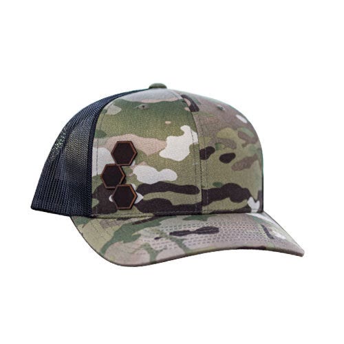Leather Cell Trucker Hat, Camo