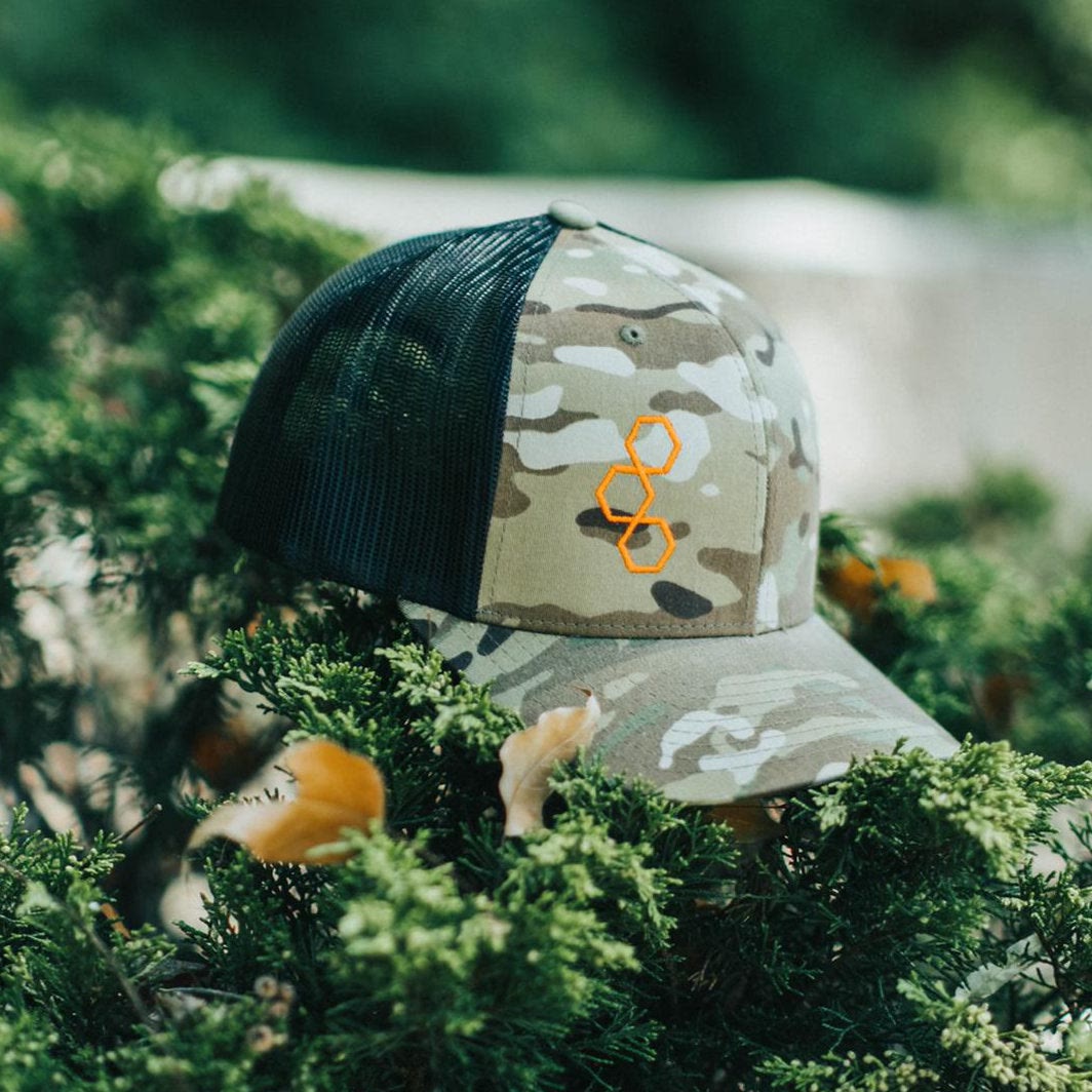 Tricell Stitched Cell Trucker Hat in camo